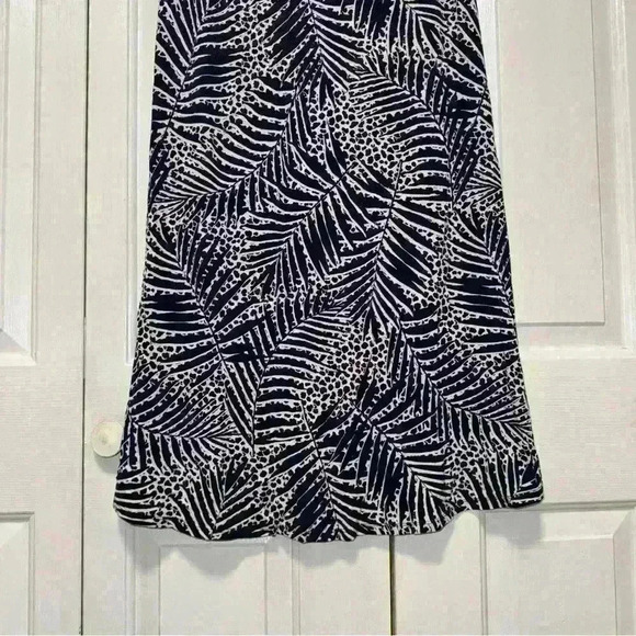 Cynthia Rowley Blue & White Fern Jersey Pull-On Faux Wrap Midi Skirt Sz. XS - Picture 2 of 4